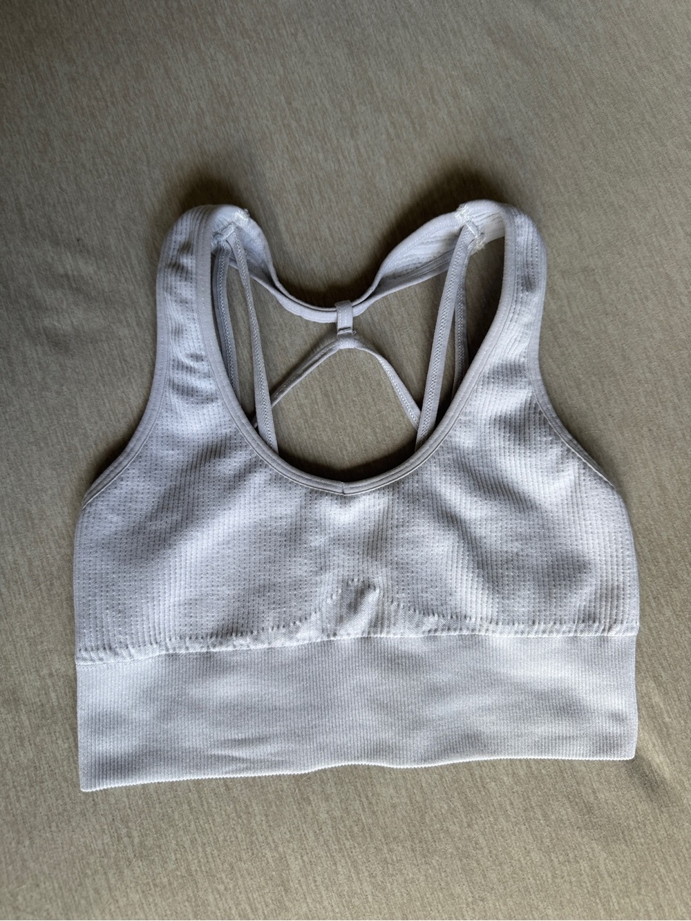 NVGTN Gray Ribbed Strappy Back Sports Bra Small Seamless Workout No Pads